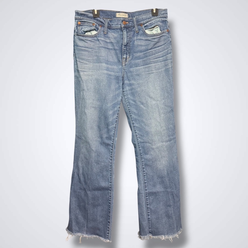 MadeWell Jeans Womens 32 X 31 Flea Market Flare Solid Blue Denim Pants Y2K
